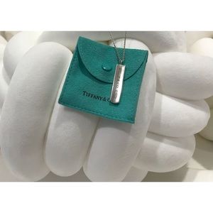 Tiffany & Co Sterling silver 1837 bar pendant necklace in pouch 18"